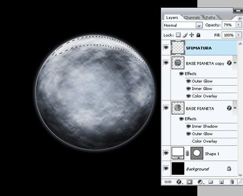 Decimo step per realizzare il tutorial realizzare pianeti in photoshop