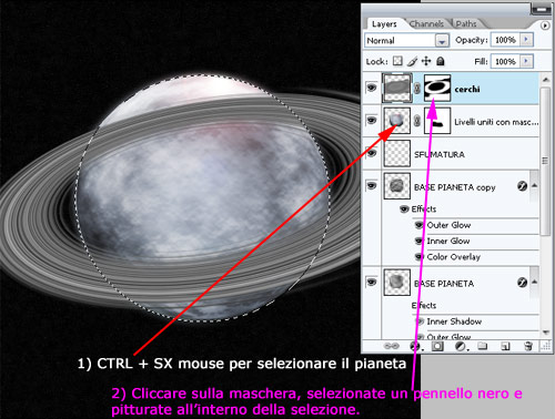 quinto step su come realizza anelli di Saturno in photoshop