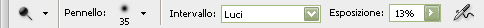 le regolazioni da effettuare per usare il pennello scherma di photoshop