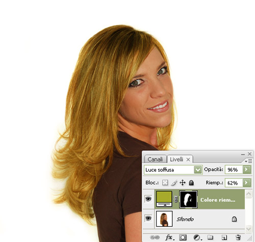 esempio 4 - Cambiare il colore dei capelli in Photoshop Adobe 