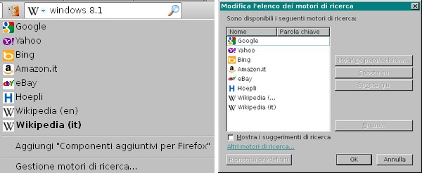 Firefox Motori di Ricerca