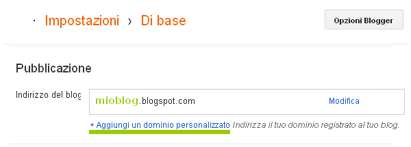 Blogger Dominio Personalizzato