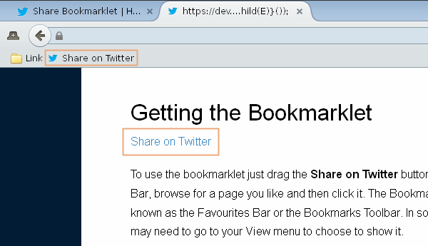 Twitter Share Bookmarklet