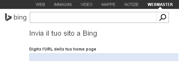 Bing Inserisci sito