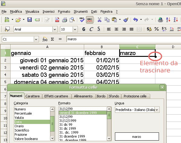 Calendario 2015 da stampare OpenOffice Calc