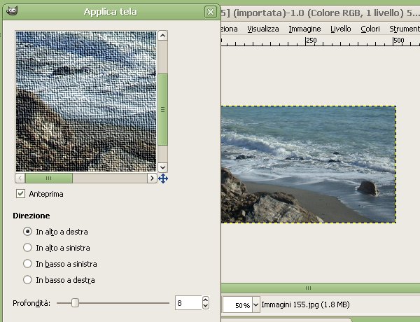 GIMP filtro tela