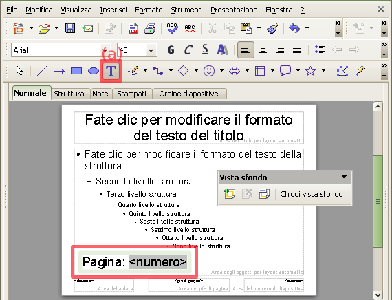 OpenOffice Impress Numeri Pagine Master