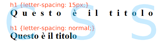 CSS letter-spacing spaziatura