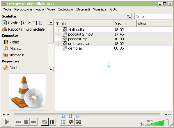 VLC playlist scaletta