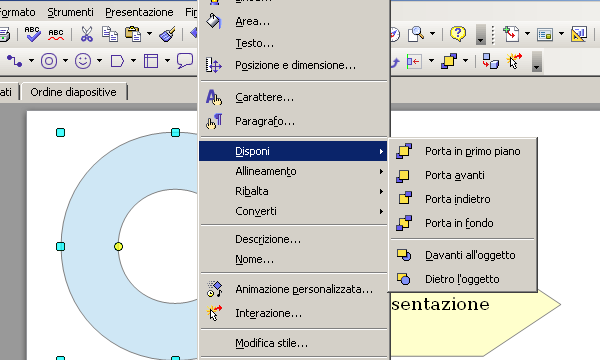 OpenOffice Impress Disponi Primo Piano