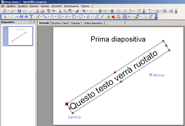 OpenOffice Impress Ruota Testo