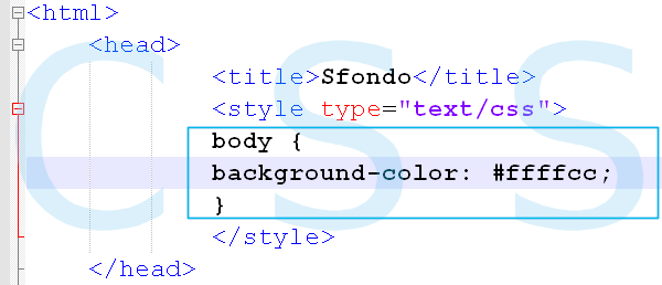 Colore di sfondo HTML CSS