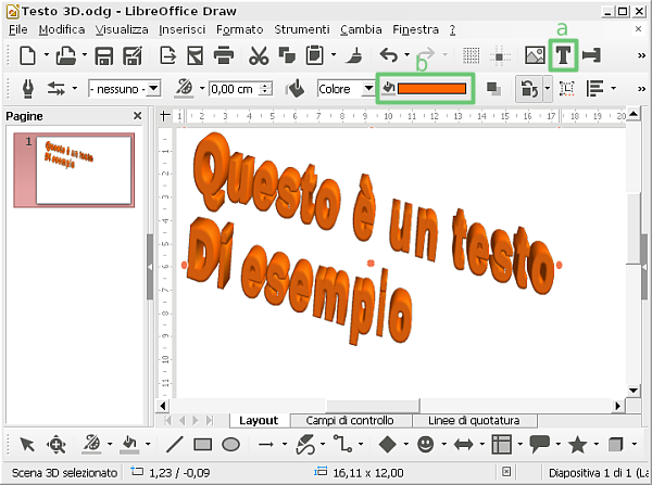 LibreOffice Draw testo 3D