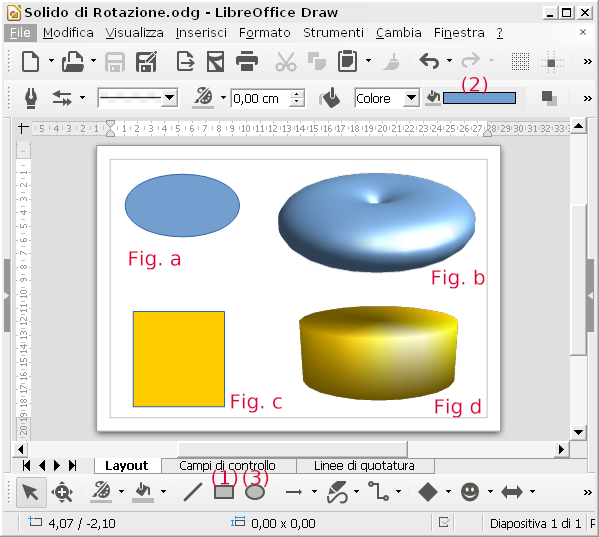 LibreOffice Draw solido di rotazione